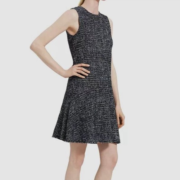 $425 Theory Tweed Asymmetrical Seam Sleeveless Career‎ Wear to work Casual Dress - Picture 4 of 14
